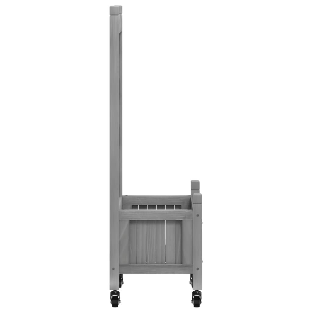 Planter with Trellis and Wheels Grey Solid Wood Fir Price