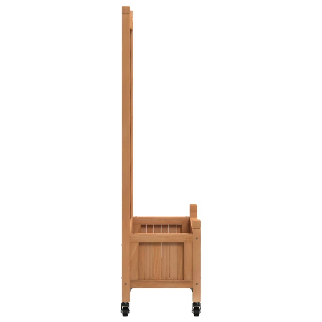 Planter with Trellis and Wheels Brown Solid Wood Fir Price