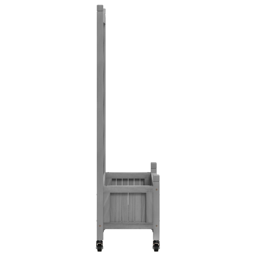 Planter with Trellis and Wheels Grey Solid Wood Fir Price