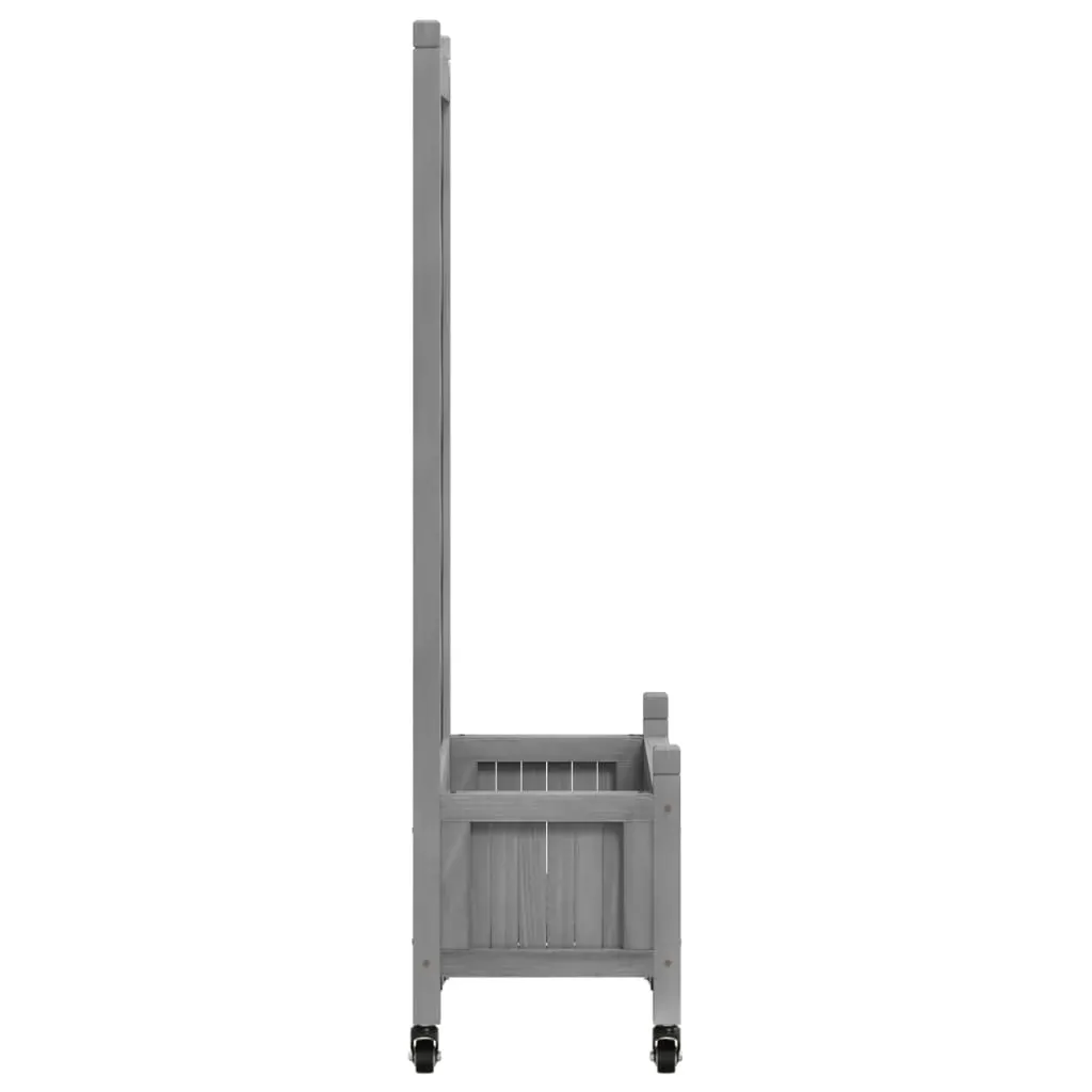 Planter with Trellis and Wheels Grey Solid Wood Fir Price
