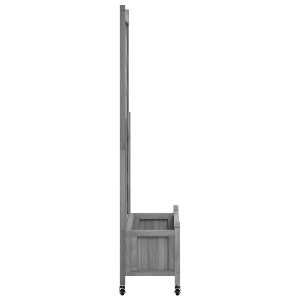 Planter with Trellis and Wheels Grey Solid Wood Fir Price