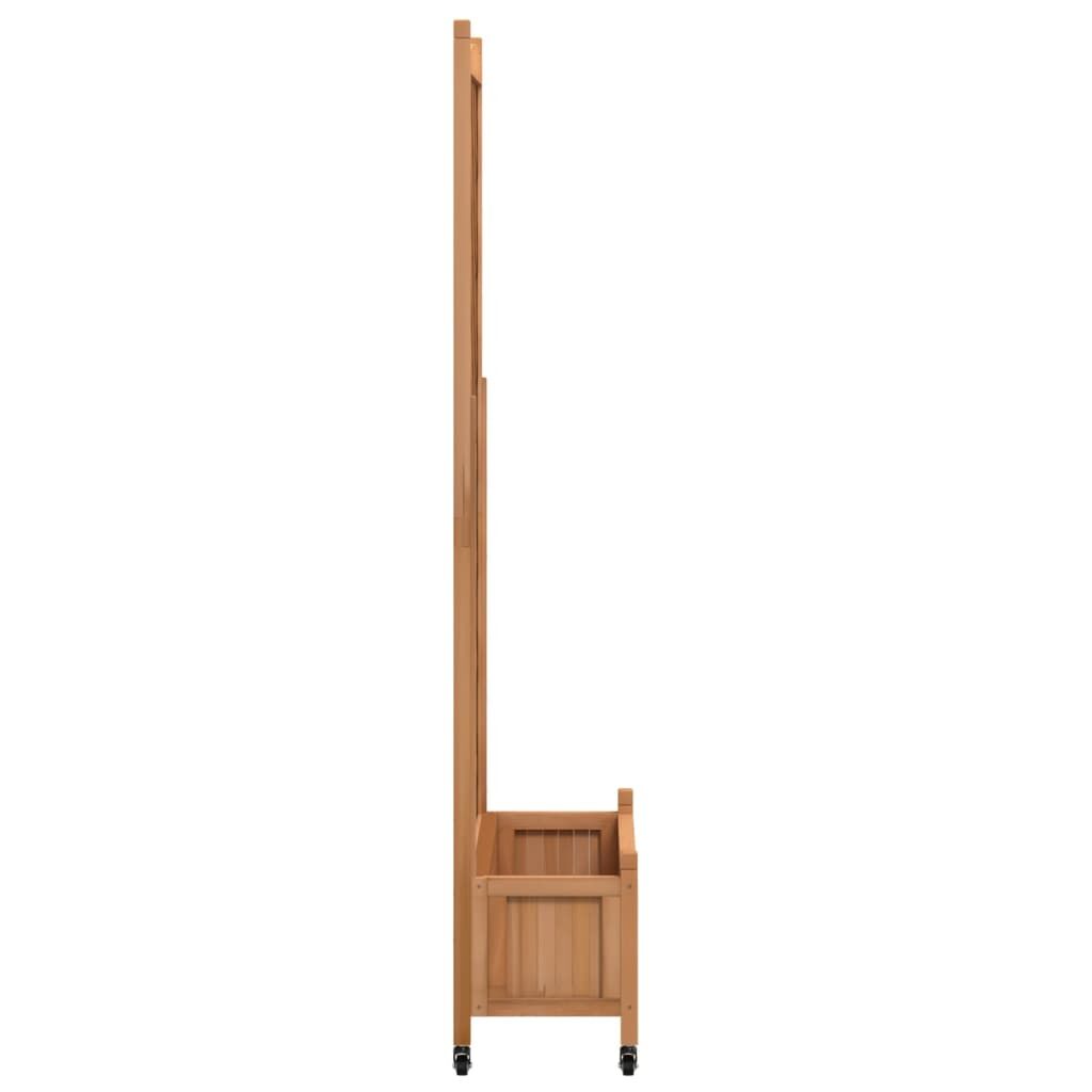 Planter with Trellis and Wheels Brown Solid Wood Fir Price