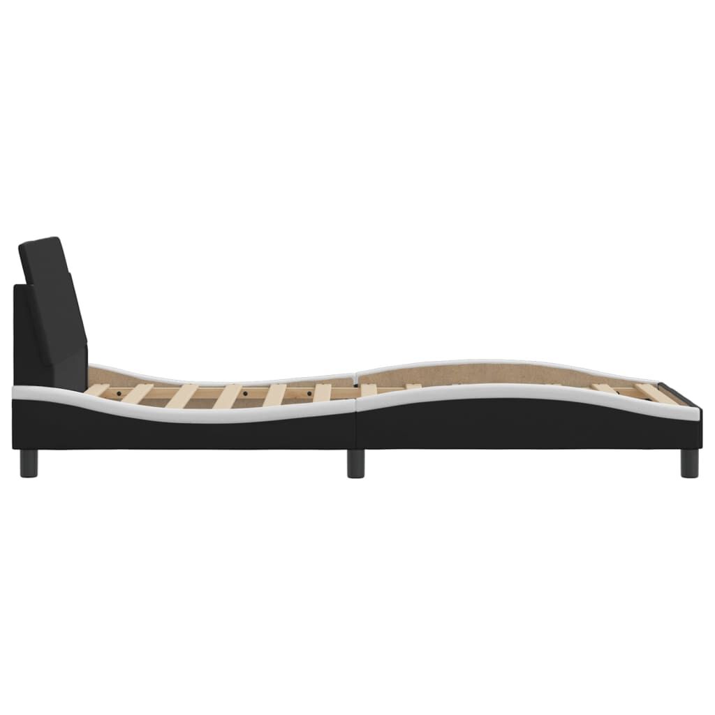 Bed Frame without Mattress Black and White 90x190 cm Faux Leather Price