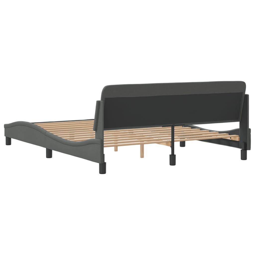 Bed Frame without Mattress Dark Grey 152x203 cm Queen Fabric Price