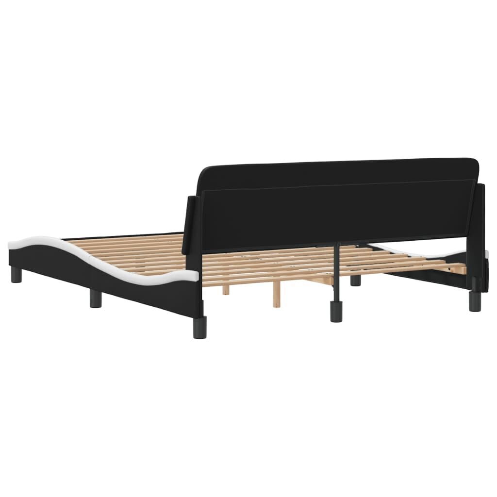 Bed Frame without Mattress Black and White 152x203 cm Queen Faux Leather Price