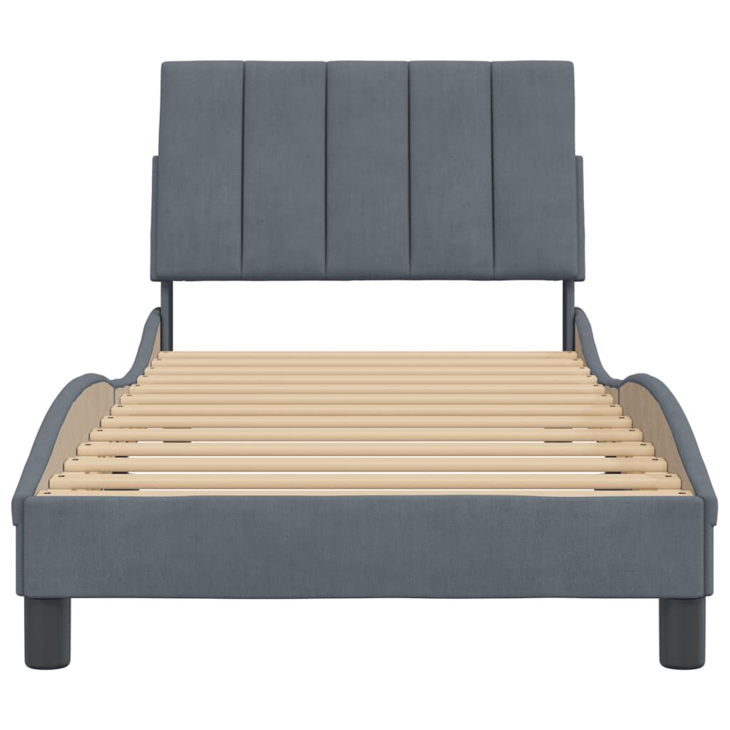 Bed Frame without Mattress Dark Grey 90x190 cm Velvet Price