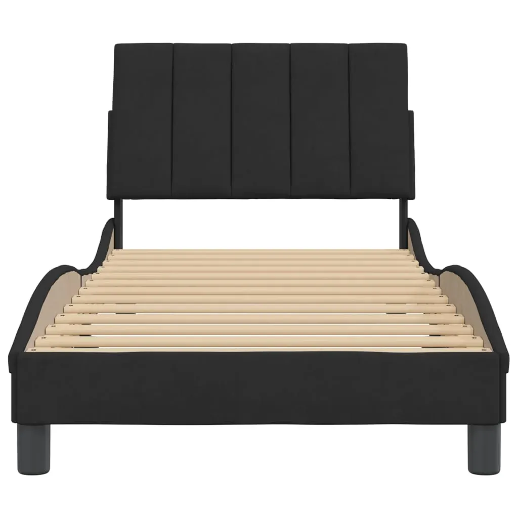 Bed Frame without Mattress "Hanko" Black 90x190 cm Velvet Price