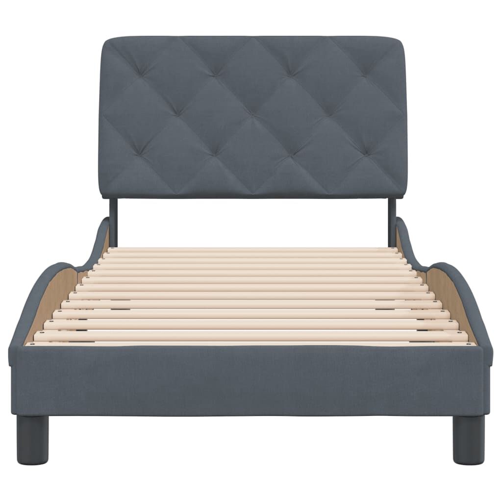 Bed Frame without Mattress Dark Grey 90x190 cm Velvet Price