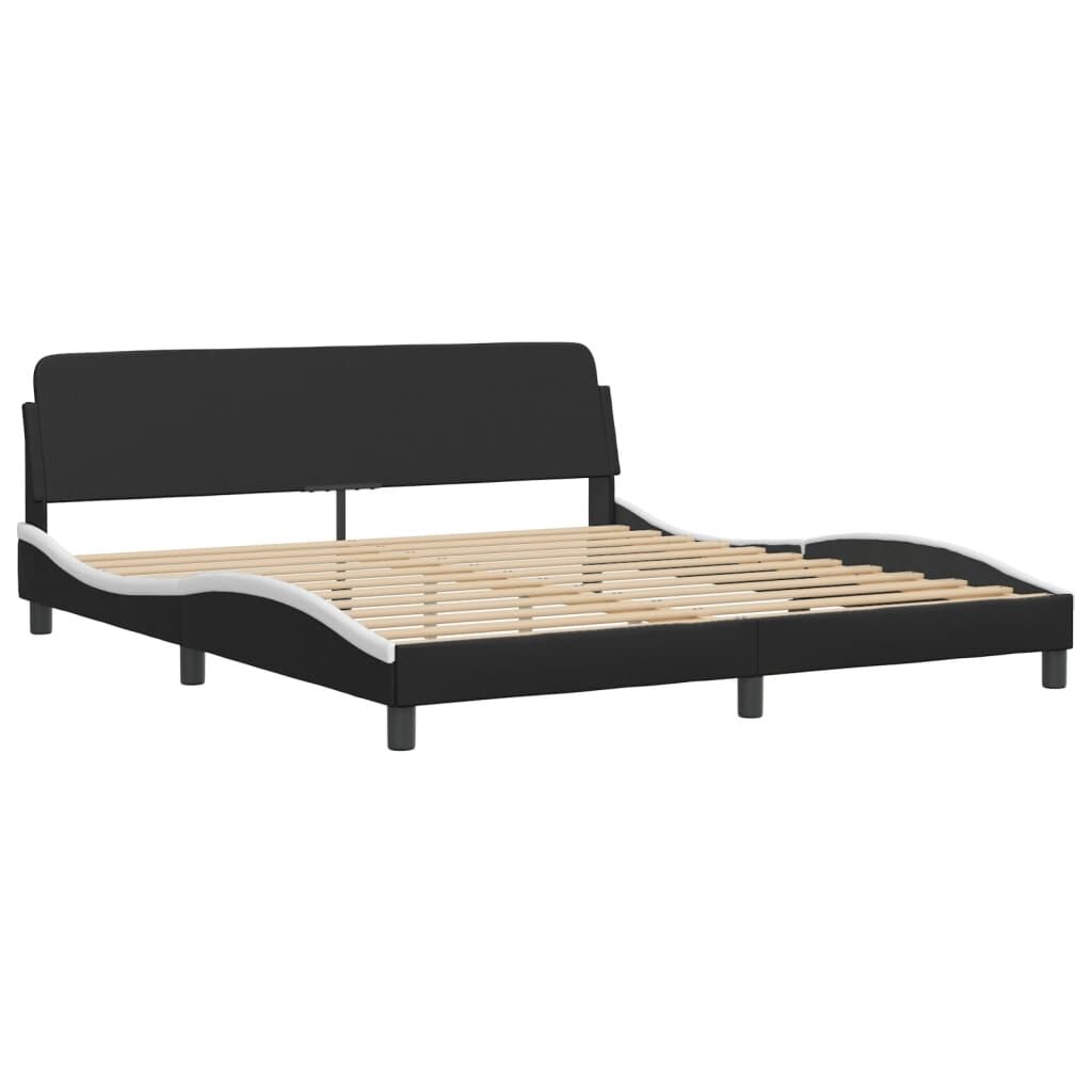 Bed Frame without Mattress Black and White 183x203 cm King Faux Leather Price
