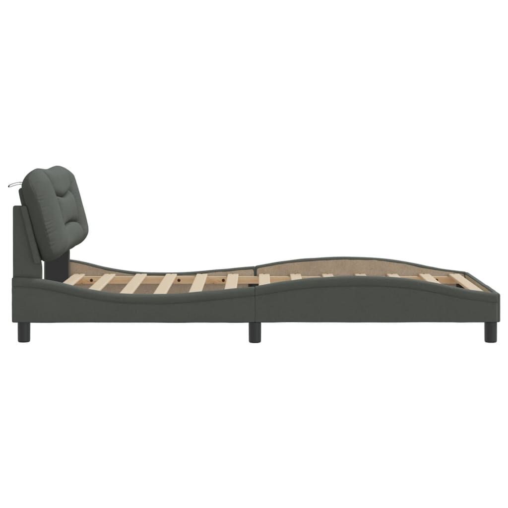 Bed Frame without Mattress Dark Grey 107x203 cm King Single Fabric Price