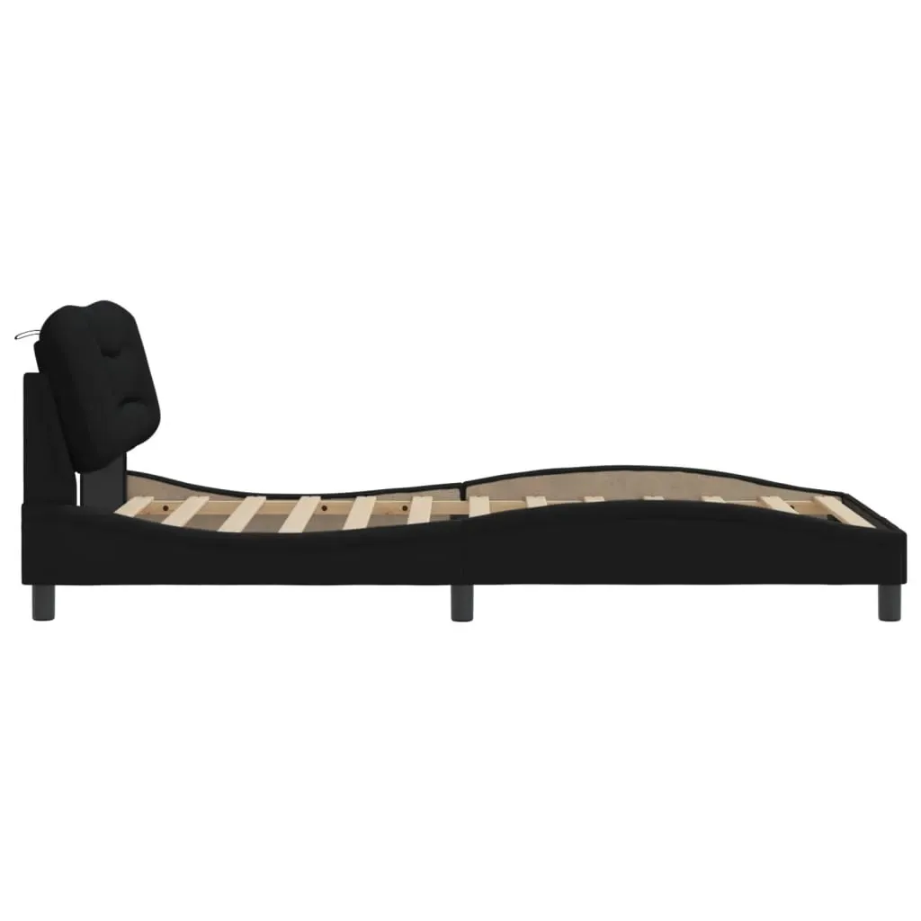 Bed Frame without Mattress "Hvar" Black 107x203 cm King Single Fabric Price