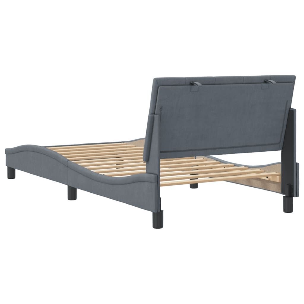Bed Frame without Mattress Dark Grey 107x203 cm King Single Velvet Price
