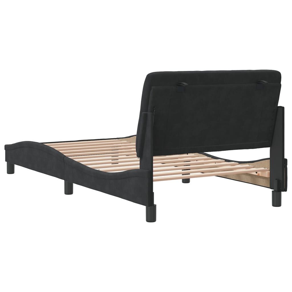 Bed Frame without Mattress Black 107x203 cm King Single Velvet Price