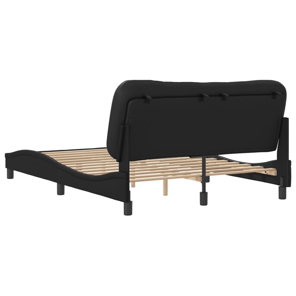 Bed Frame without Mattress Black 137x187 cm Double Faux Leather Price