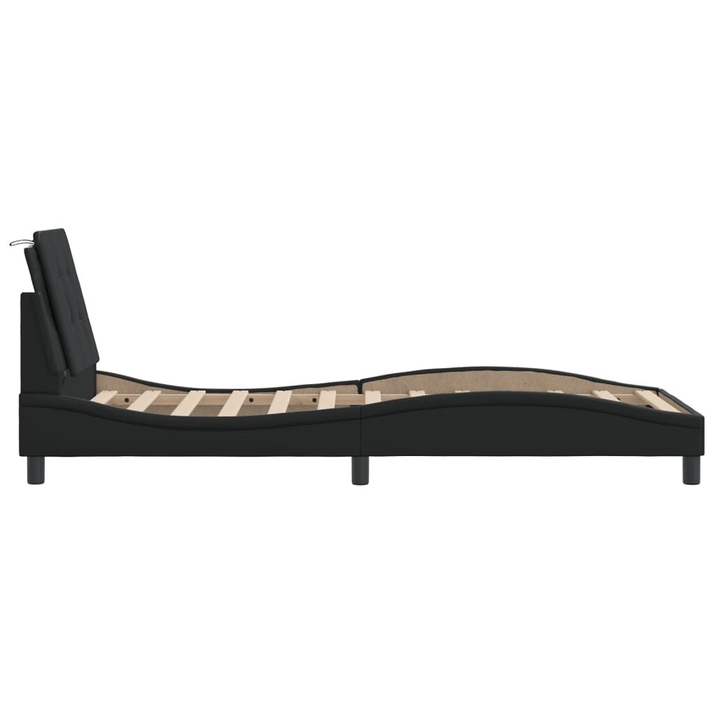 Bed Frame without Mattress Black 90x190 cm Faux Leather Price