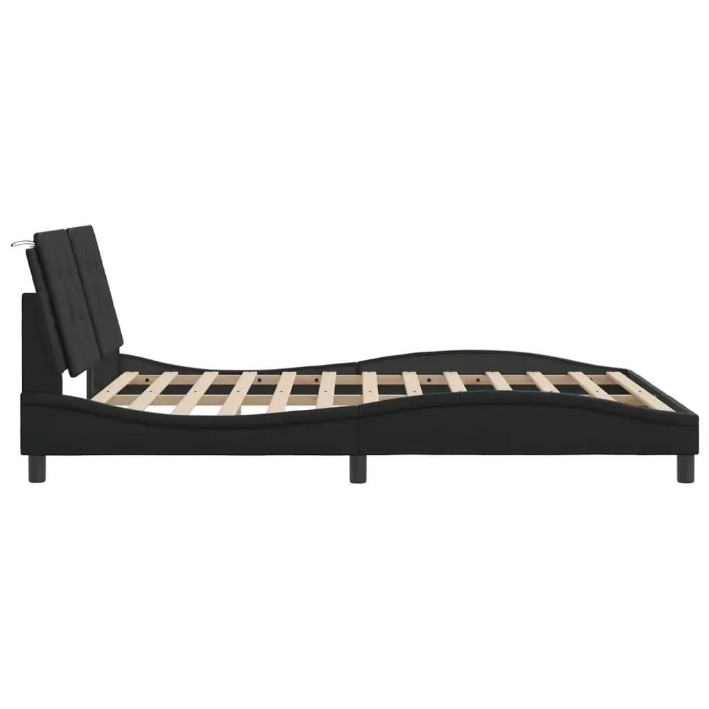Bed Frame without Mattress "Zadar" Black 152x203 cm Queen Faux Leather Price