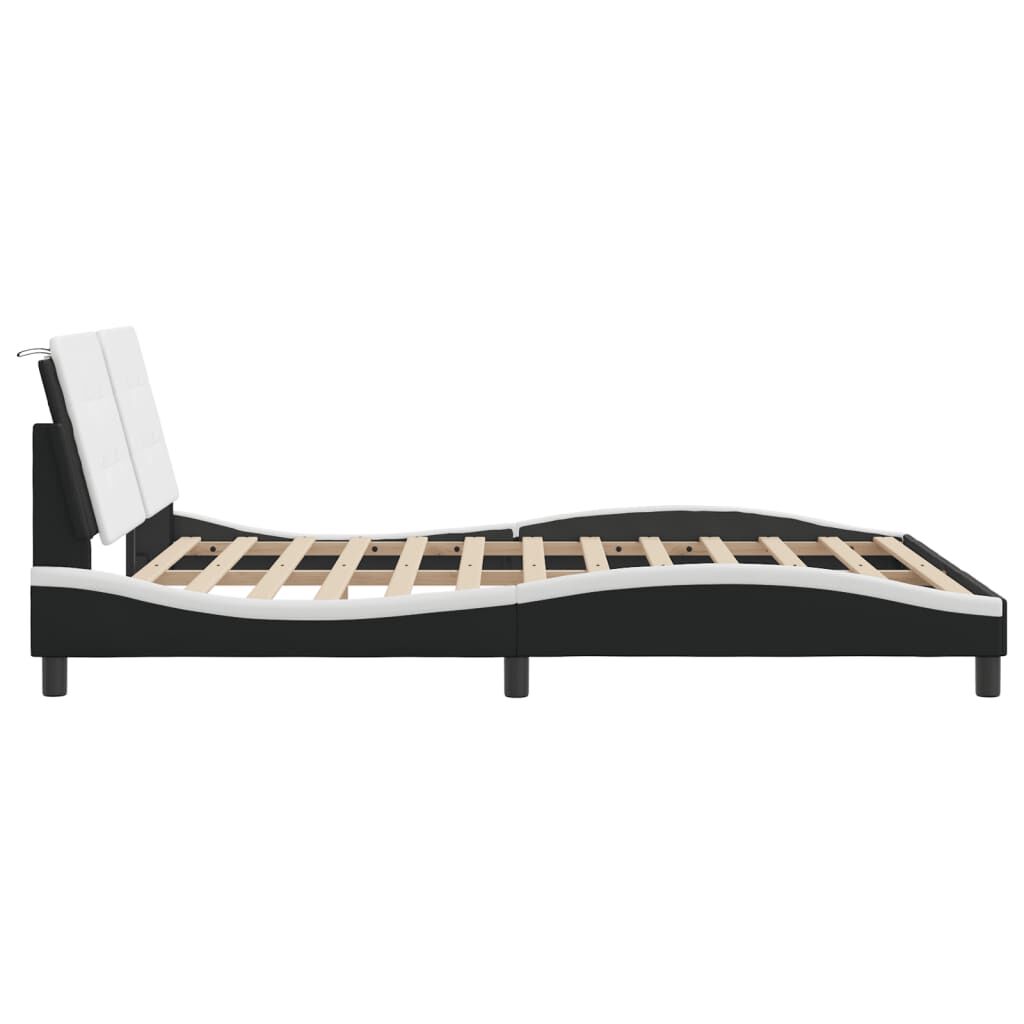 Bed Frame without Mattress Black and White 152x203 cm Queen Faux Leather Price