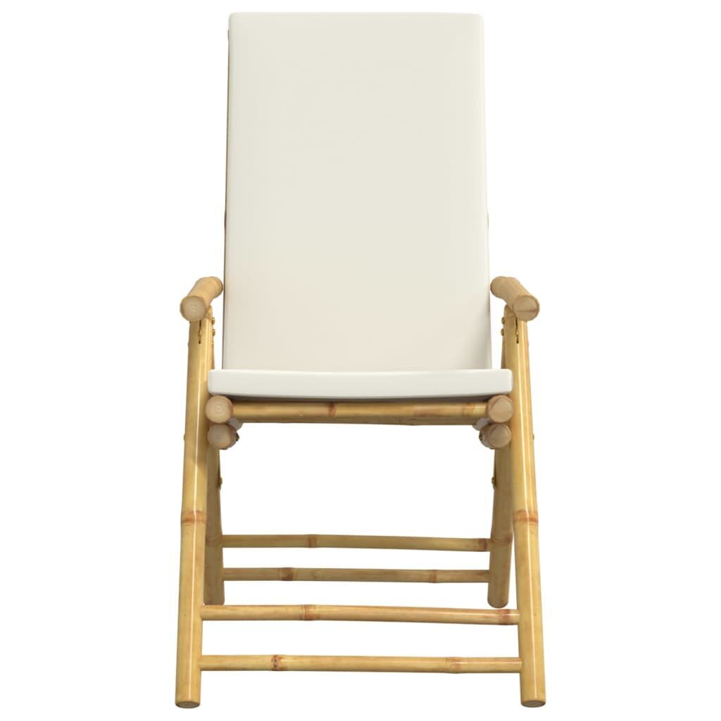 3 Piece Folding Bistro Set with Cream White Cushions Bamboo Price