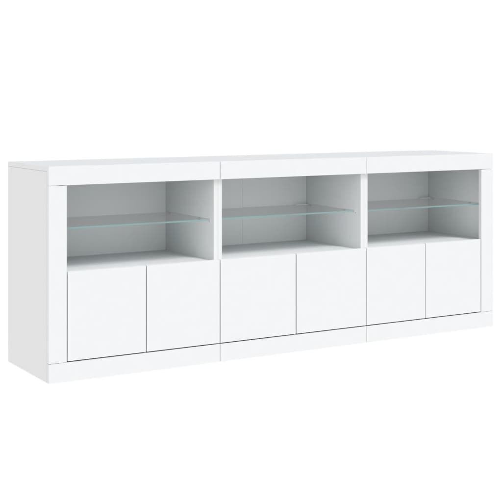 Sideboard with LED Lights White 181.5x37x67 cm Price