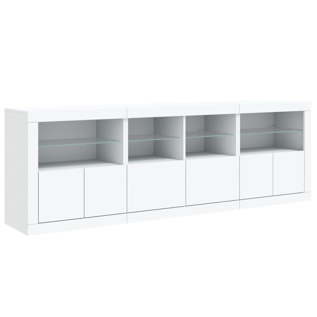 Sideboard with LED Lights White 202x37x67 cm Price