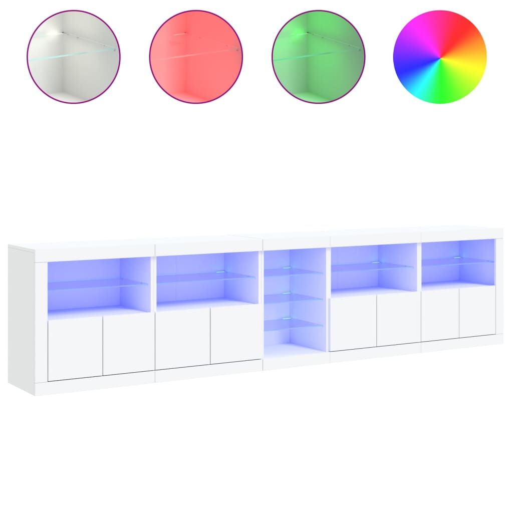 Sideboard with LED Lights White 283x37x67 cm Price
