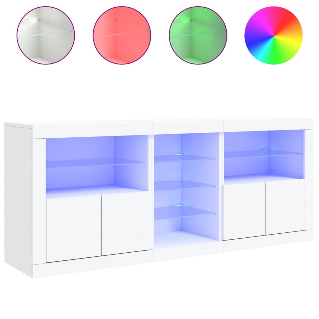 Sideboard with LED Lights White 162x37x67 cm Price