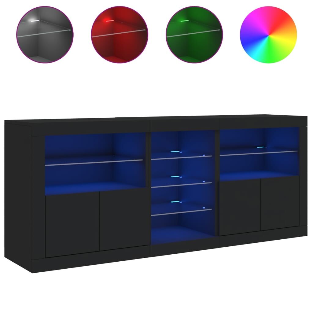 Sideboard with LED Lights Black 162x37x67 cm Price