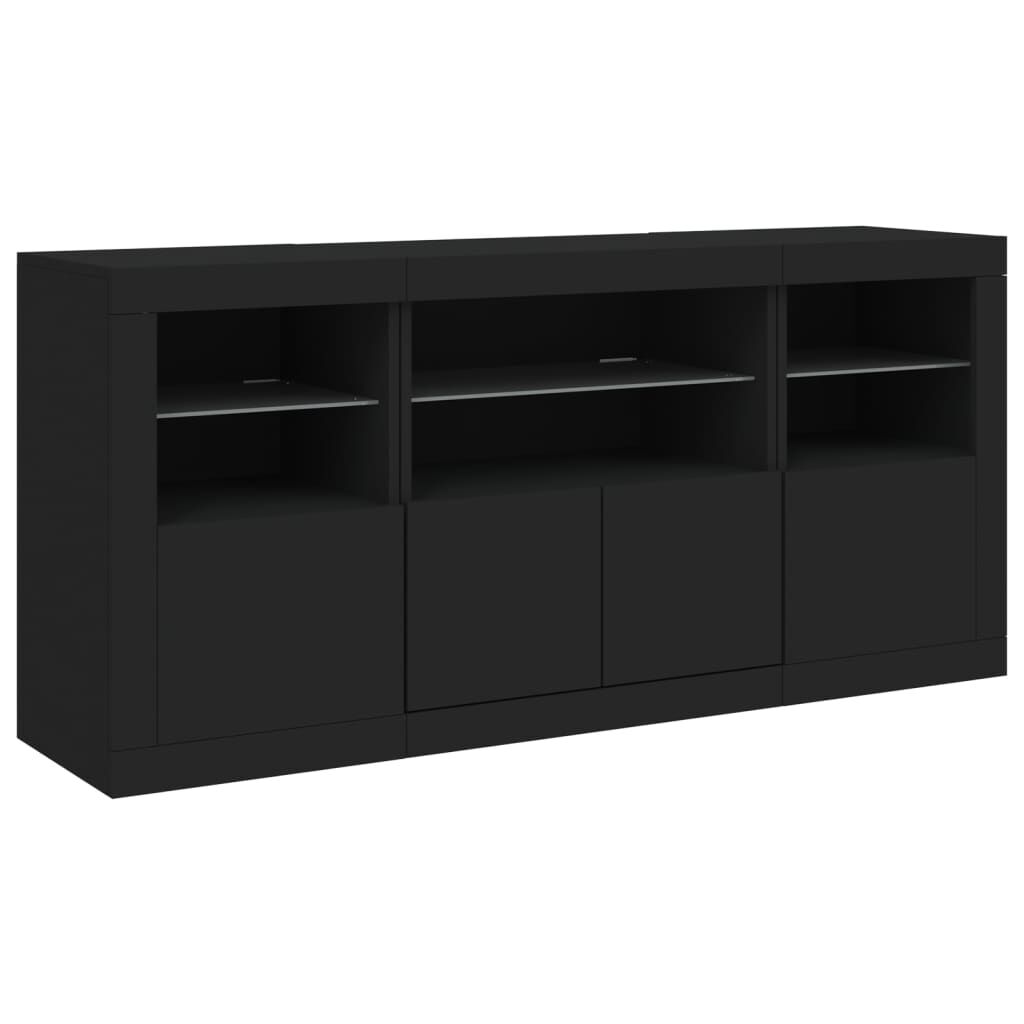 Sideboard with LED Lights Black 142.5x37x67 cm Price