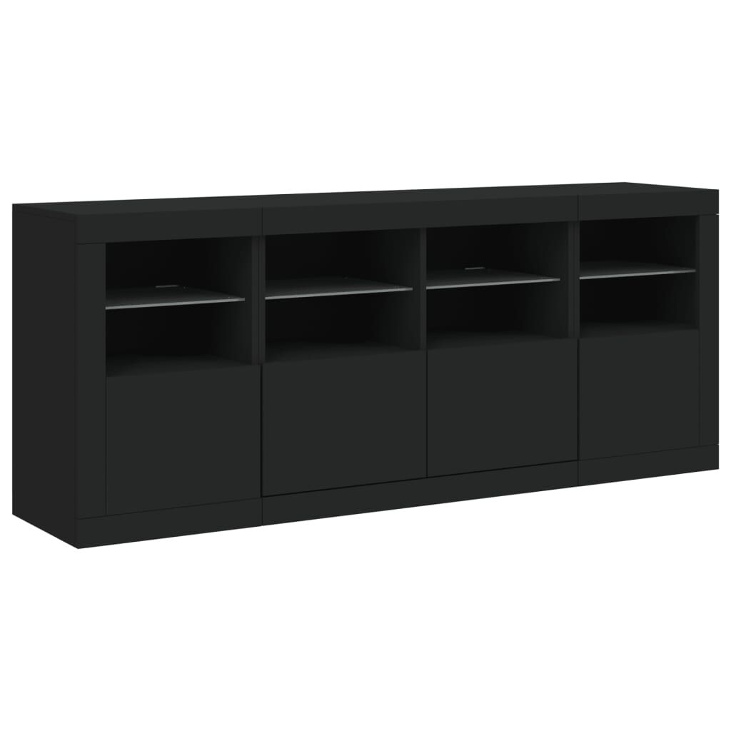 Sideboard with LED Lights Black 163x37x67 cm Price