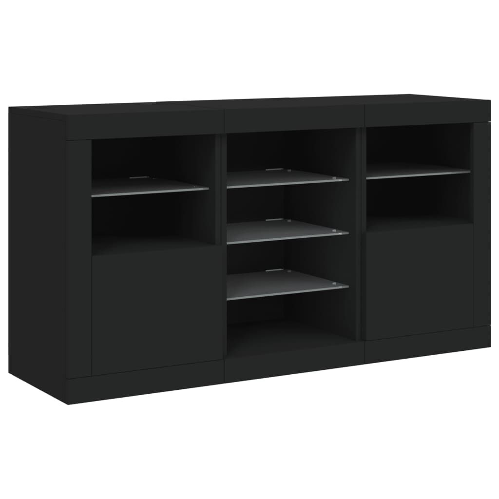 Sideboard with LED Lights Black 123x37x67 cm Price