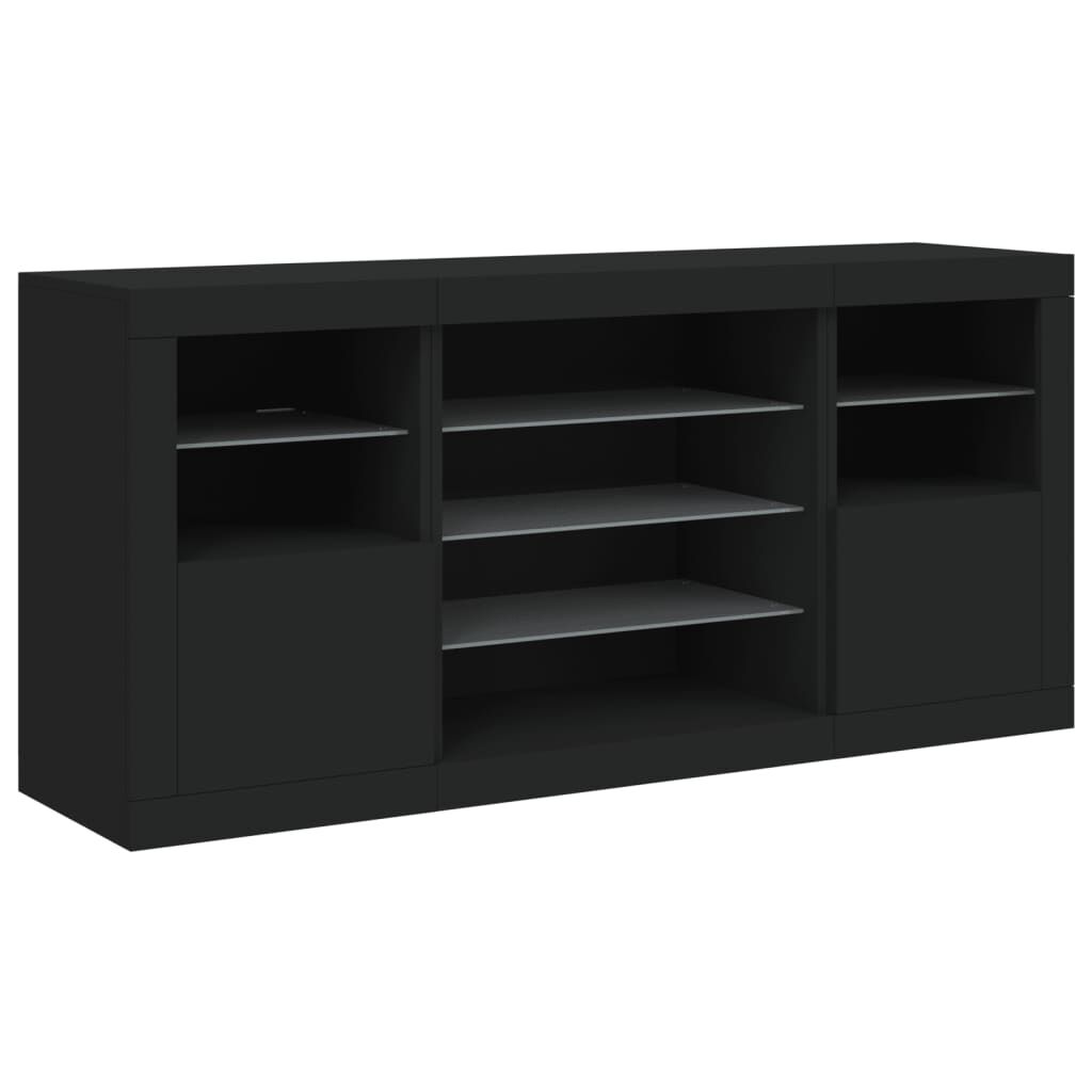 Sideboard with LED Lights Black 142.5x37x67 cm Price