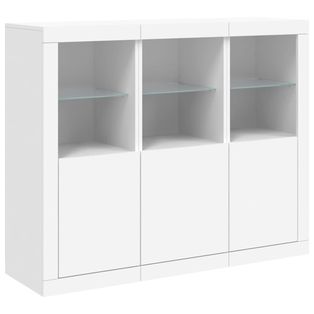 Sideboards with LED Lights 3 pcs White Engineered Wood Price