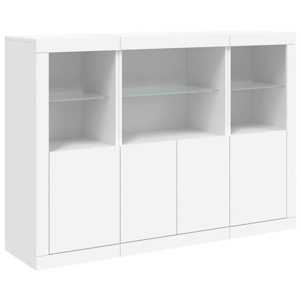 Sideboards with LED Lights 3 pcs White Engineered Wood Price