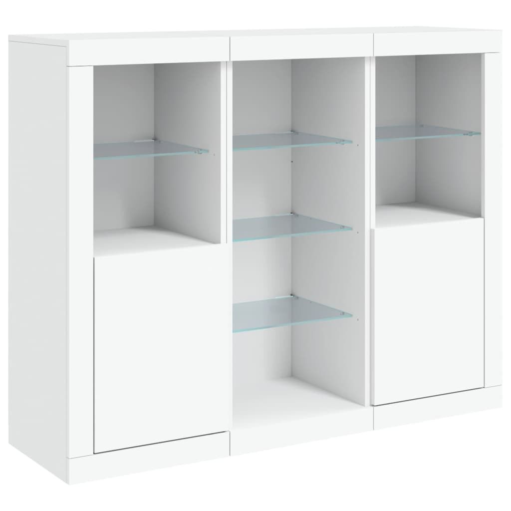 Sideboards with LED Lights 3 pcs White Engineered Wood Price
