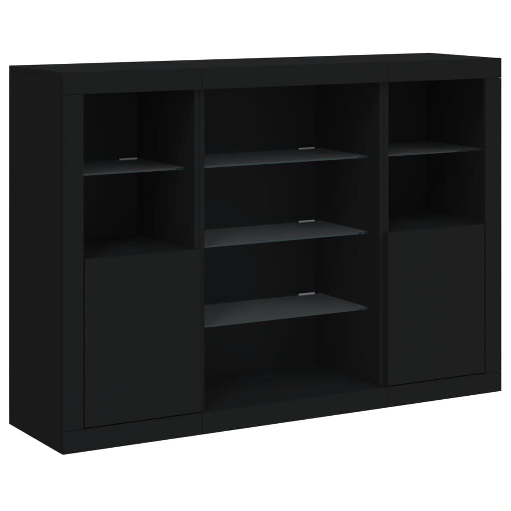 Sideboards with LED Lights 3 pcs Black Engineered Wood Price