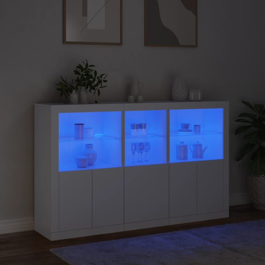 Sideboard with LED Lights White 162x37x100 cm Price