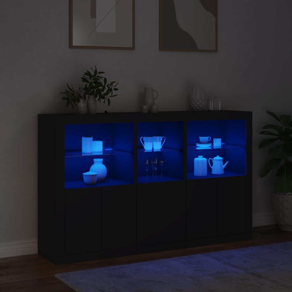 Sideboard with LED Lights Black 162x37x100 cm Price