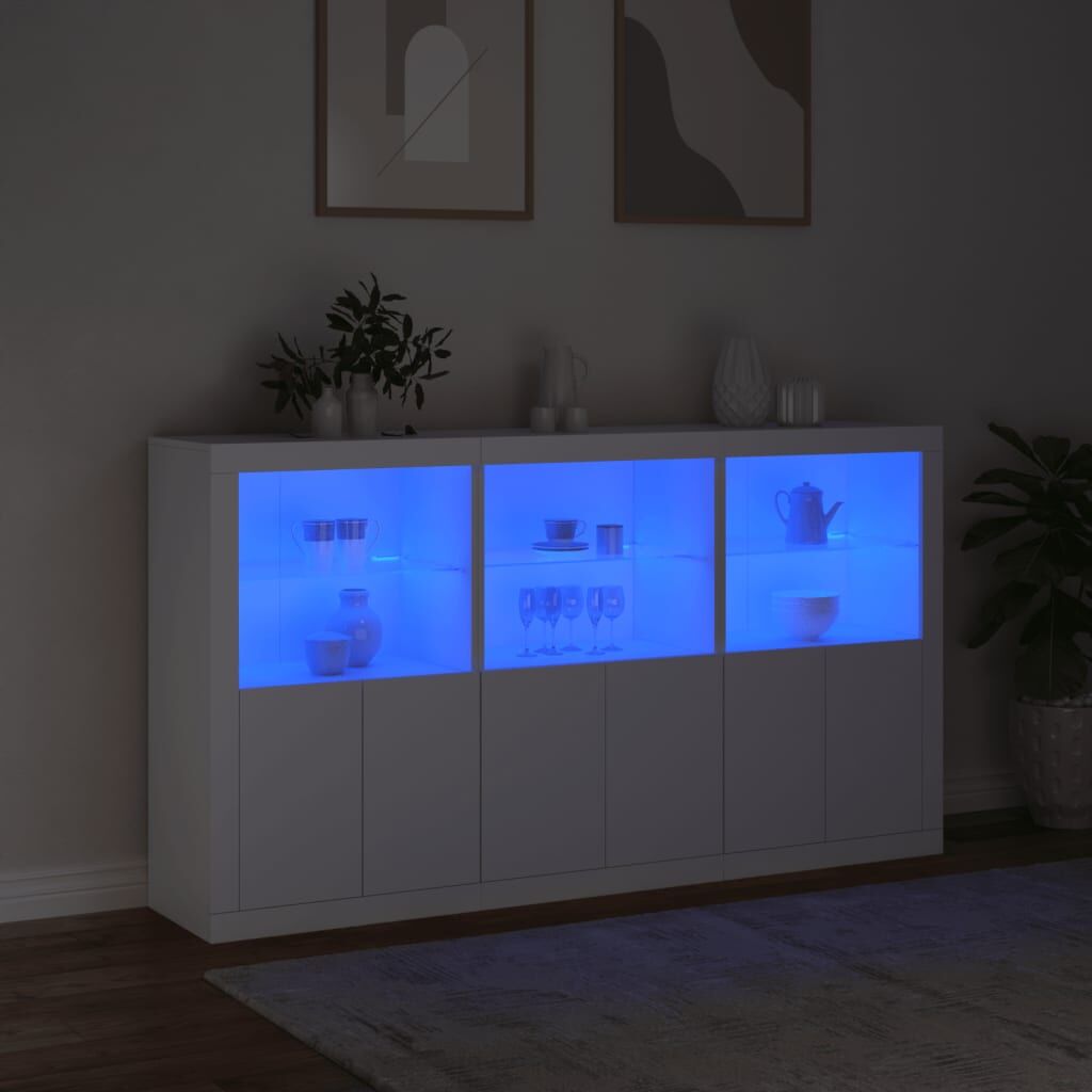 Sideboard with LED Lights White 181.5x37x100 cm Price