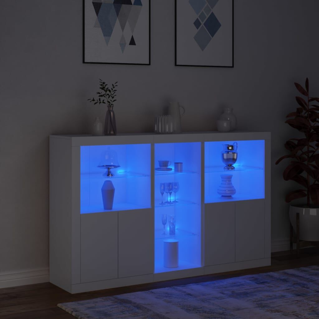 Sideboard with LED Lights White 162x37x100 cm Price