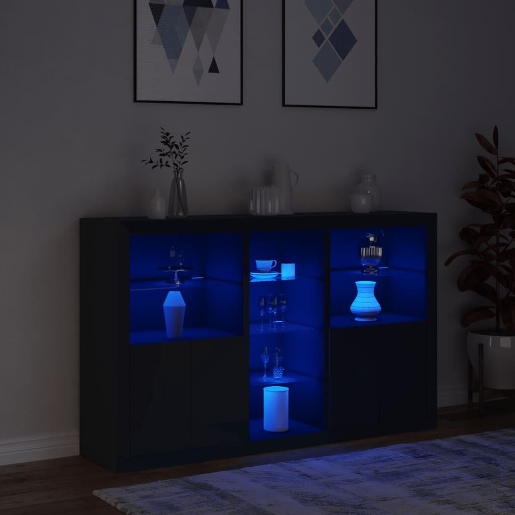 Sideboard with LED Lights Black 162x37x100 cm Price