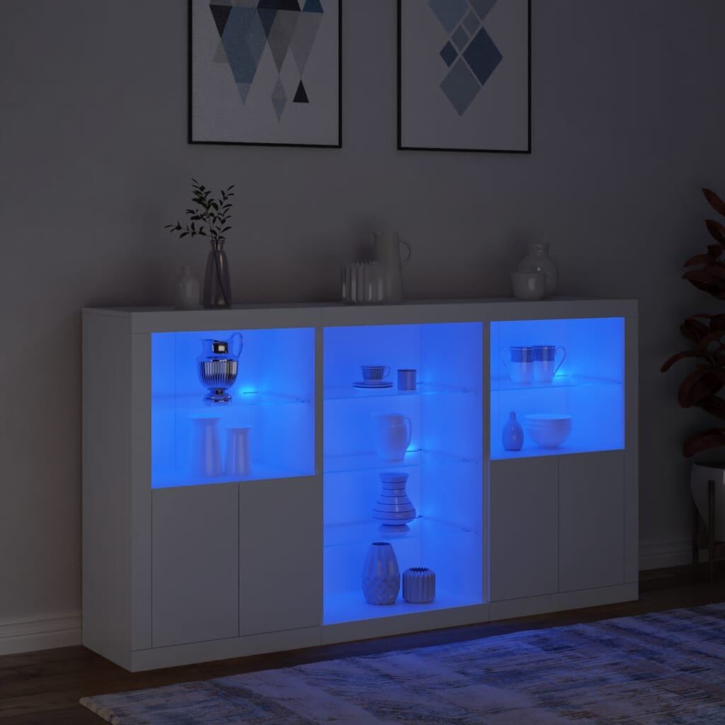 Sideboard with LED Lights White 181.5x37x100 cm Price