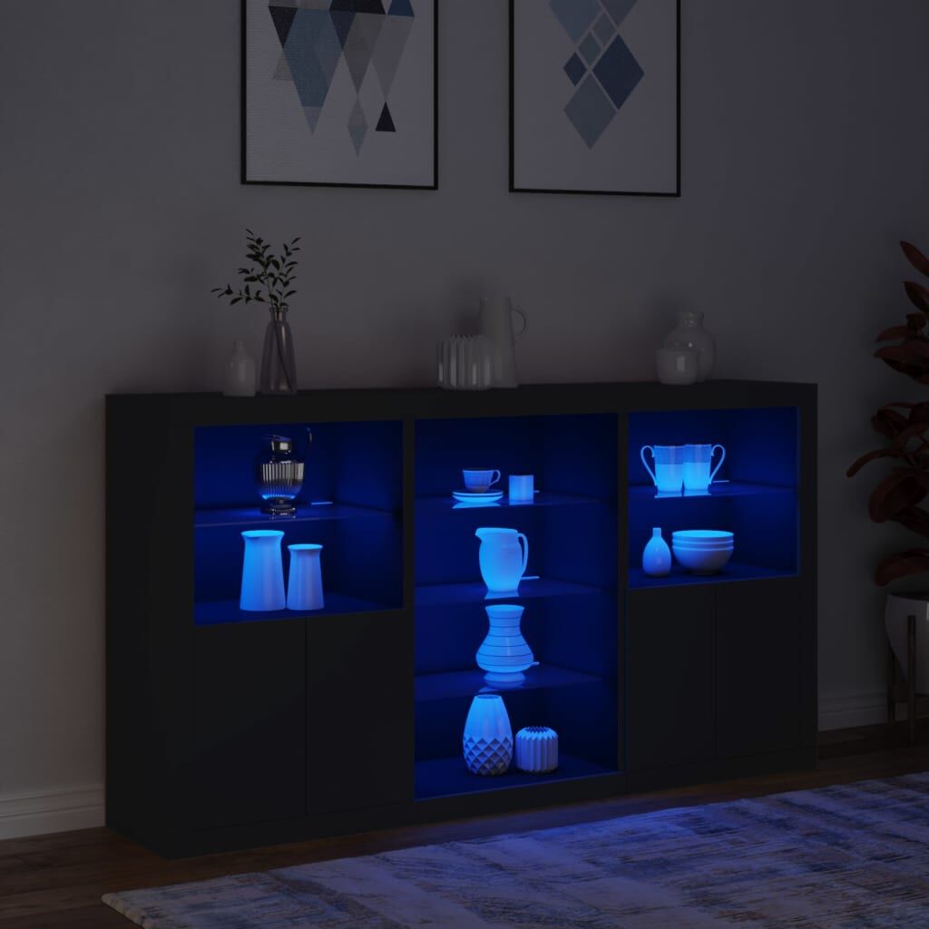 Sideboard with LED Lights Black 181.5x37x100 cm Price