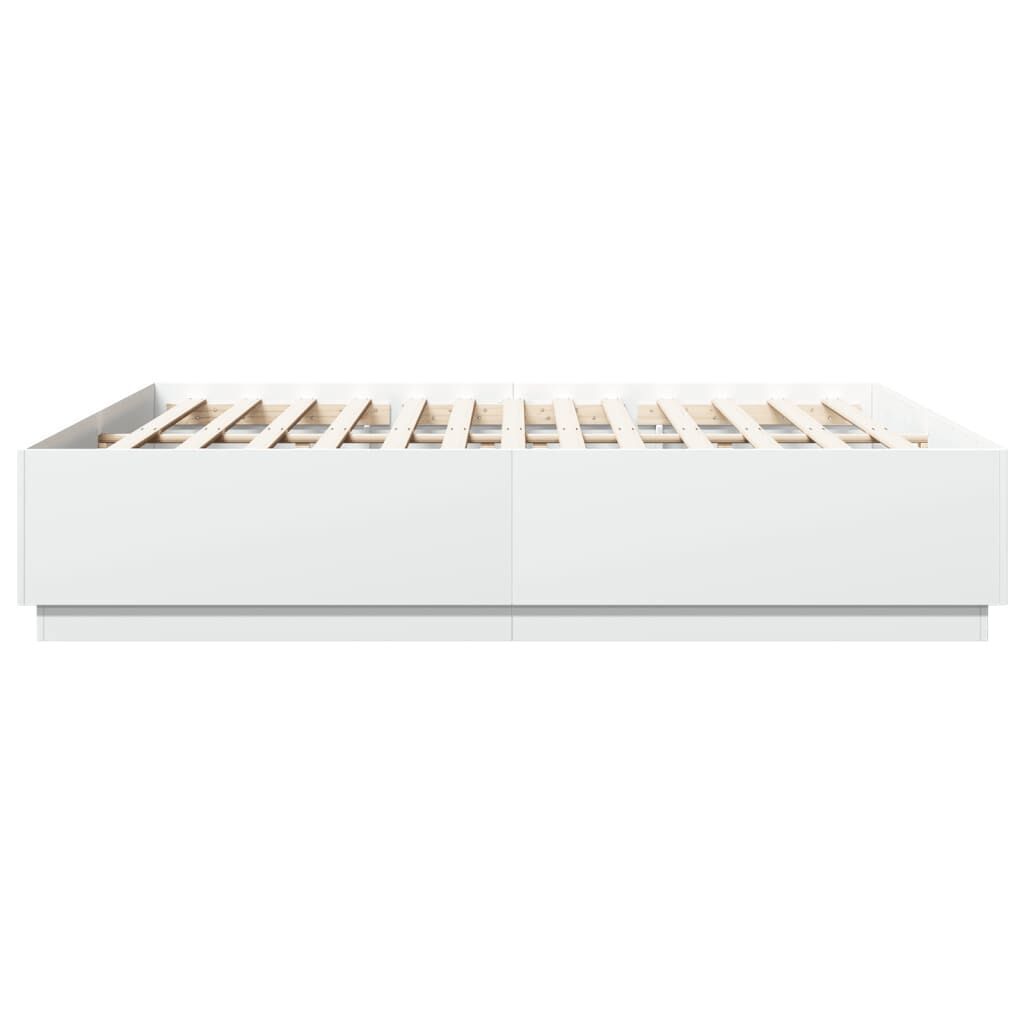 Bed Frame with LED without Mattress White 183x203 cm King Price