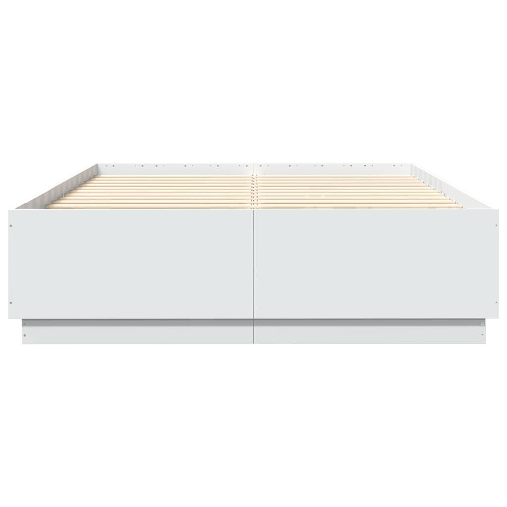 Bed Frame with LED without Mattress White 150x200 cm Price