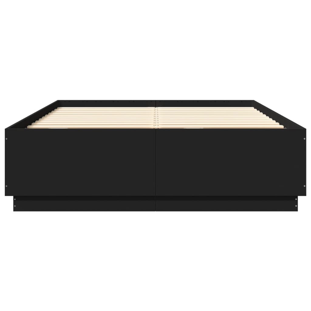 Bed Frame with LED without Mattress Black 150x200 cm Price