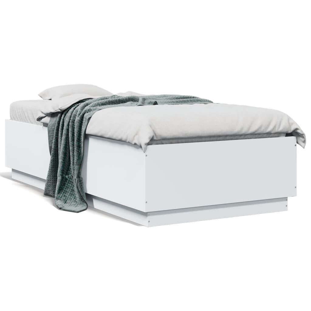 Bed Frame with LED without Mattress White 90x190 cm Price
