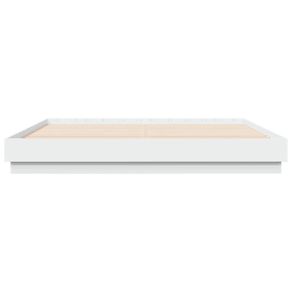 Bed Frame with LED without Mattress White 183x203 cm King Price