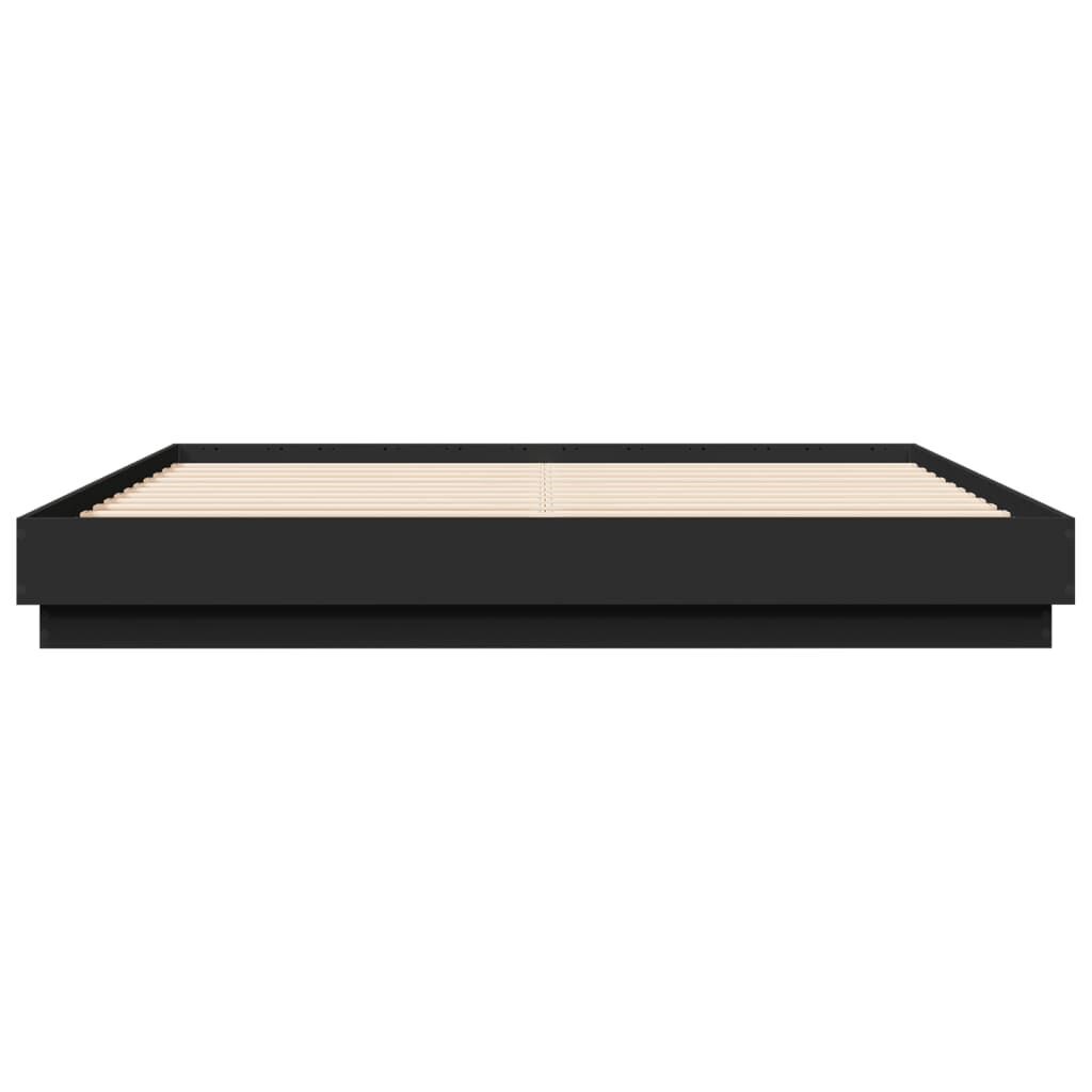 Bed Frame with LED without Mattress Black 183x203 cm King Price