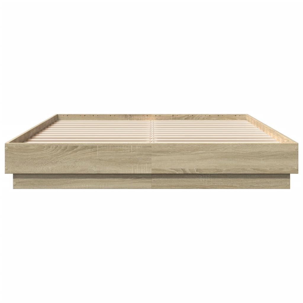 Bed Frame with LED without Mattress Sonoma Oak 150x200 cm Price