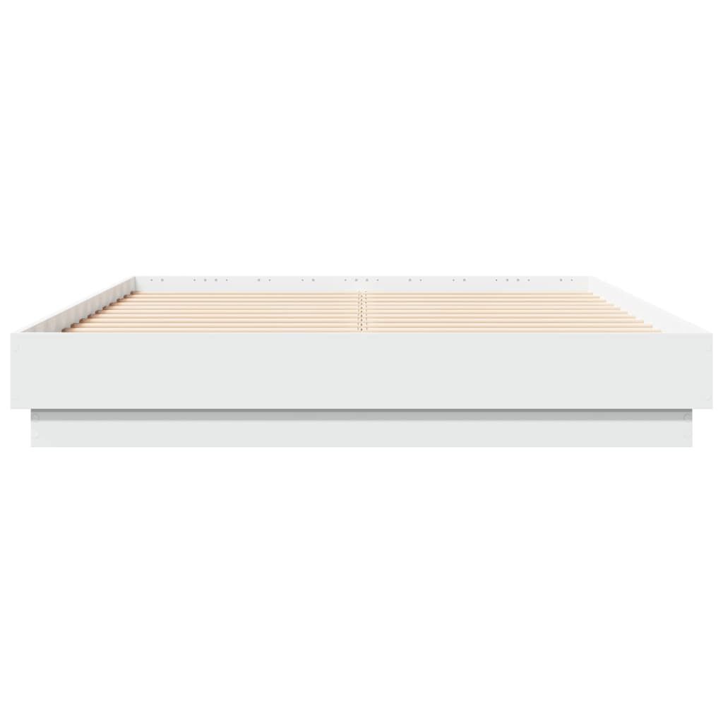 Bed Frame with LED without Mattress White 135x190 cm Price